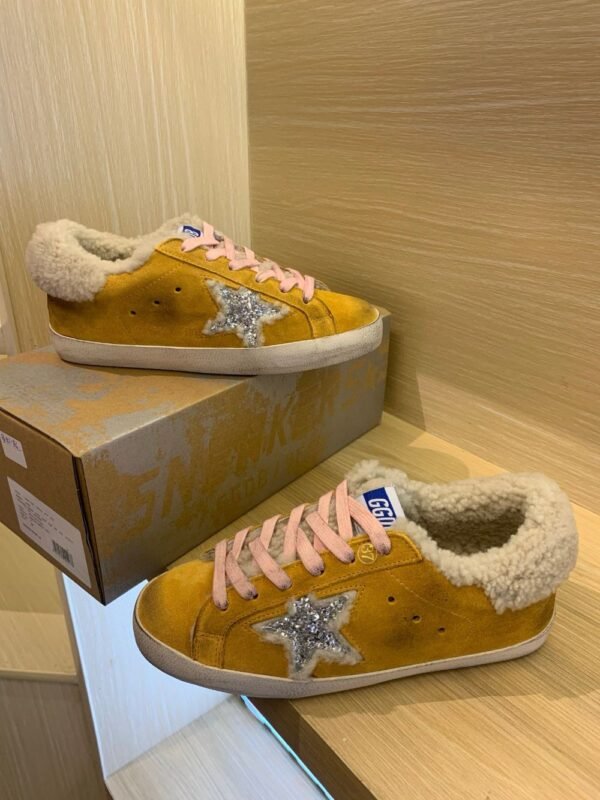 Golden Goose Deluxe Brand Super-Star Silver Star Yellow Velvet