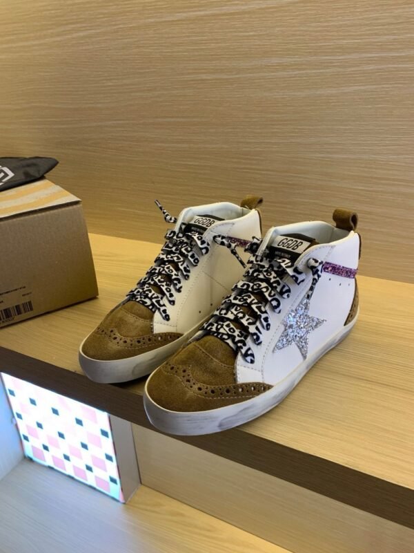 Golden Goose Deluxe Brand Mid-STAR Silver Star Brown Tail