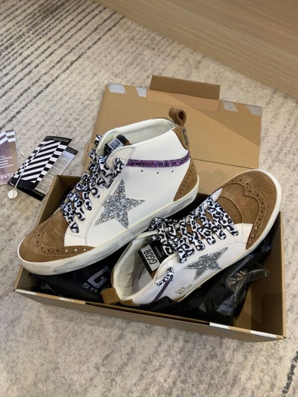 Golden Goose Deluxe Brand Mid-STAR Silver Star Brown Tail