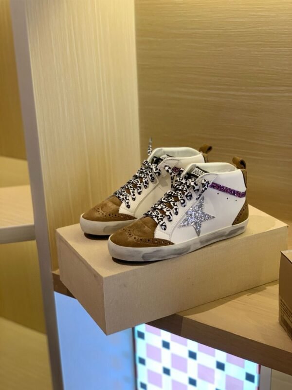 Golden Goose Deluxe Brand Mid-STAR Silver Star Brown Tail