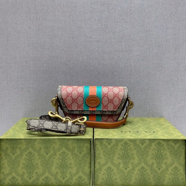 Gucci bag GG Mini Leather-Trimmed Monogrammed Coated-Canvas 723762