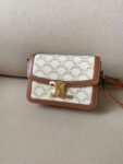 Celine Bag Triomphe Teen 666S 18.5cm White Old Brown