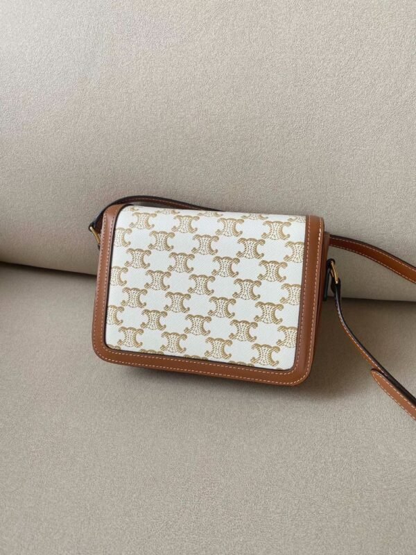 Celine Bag Triomphe Teen 666S 18.5cm White Old Brown