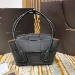 Bottega Veneta Arco 33 Plain Weave 575943 Grey Lychee Pattern