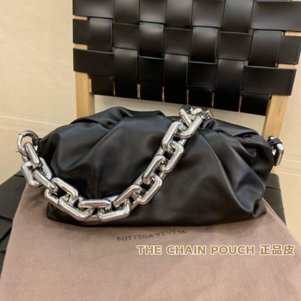 Bottega Veneta The Chain Pouch Black Silver 620230