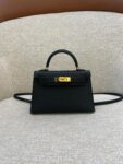 Hermes Bag Kelly Mini  Black Gold 19cm*12cm*5.5cm