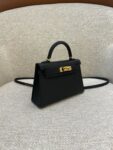 Hermes Bag Kelly Mini  Black Gold 19cm*12cm*5.5cm