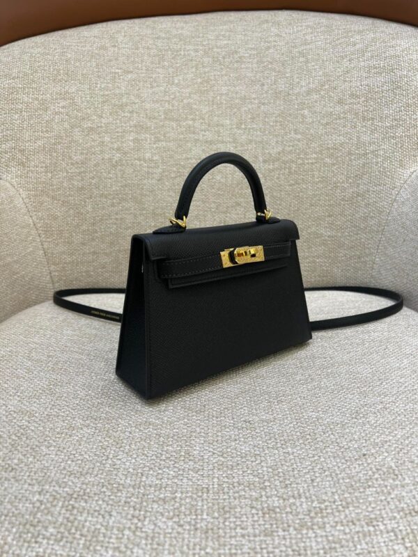 Hermes Bag Kelly Mini  Black Gold 19cm*12cm*5.5cm