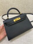 Hermes Bag Kelly Mini  Black Gold 19cm*12cm*5.5cm
