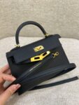 Hermes Bag Kelly Mini  Black Gold 19cm*12cm*5.5cm