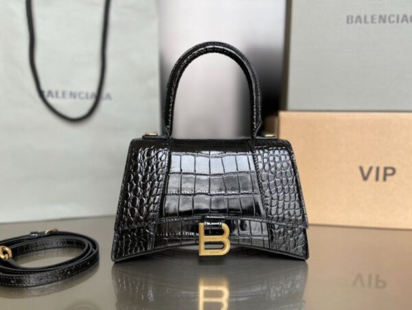 Balenciaga Bag Hourglass Plain Weave Black Gold