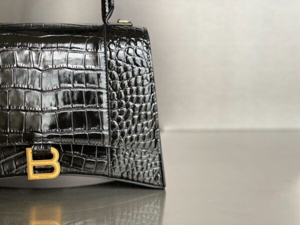 Balenciaga Bag Hourglass Plain Weave Black Gold