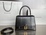 Balenciaga Bag Hourglass Crocodile Pattern Black