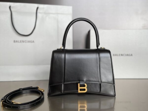 Balenciaga Bag Hourglass Crocodile Pattern Black