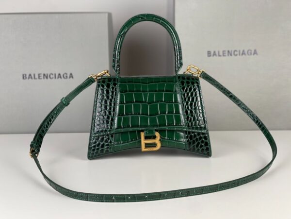Balenciaga Bag Hourglass Crocodile Pattern  Green