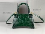 Balenciaga Bag Hourglass Crocodile Pattern  Green