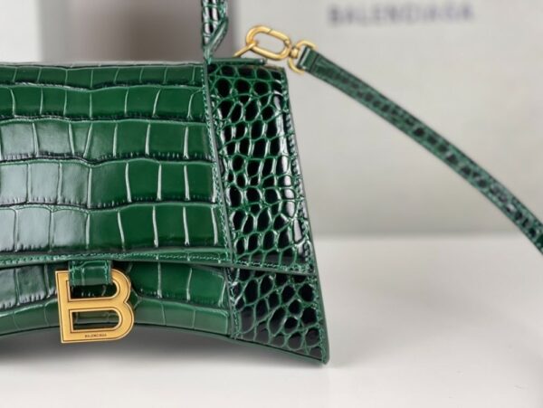 Balenciaga Bag Hourglass Crocodile Pattern  Green