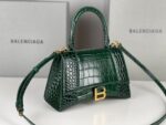 Balenciaga Bag Hourglass Crocodile Pattern  Green
