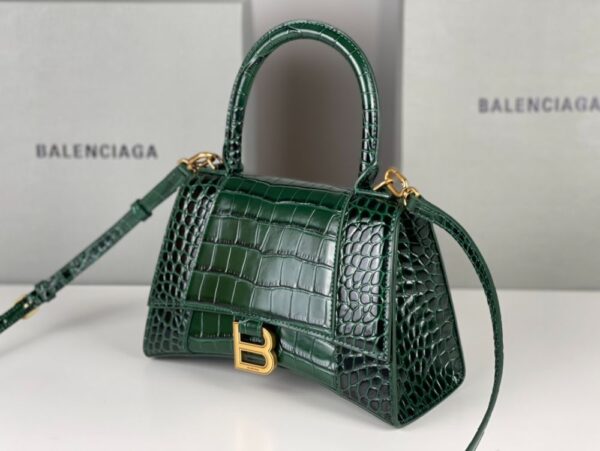 Balenciaga Bag Hourglass Crocodile Pattern  Green
