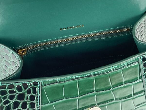Balenciaga Bag Hourglass Crocodile Pattern  Green