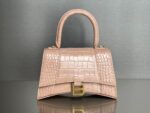 Balenciaga Bag Hourglass Crocodile Pattern  Pink