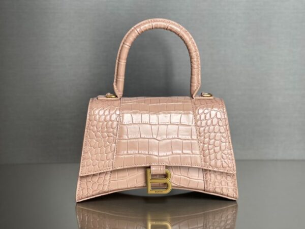 Balenciaga Bag Hourglass Crocodile Pattern  Pink