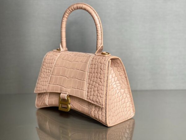 Balenciaga Bag Hourglass Crocodile Pattern  Pink