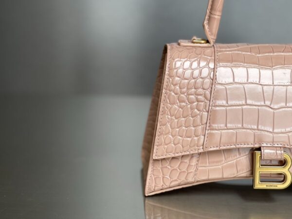 Balenciaga Bag Hourglass Crocodile Pattern  Pink