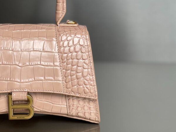 Balenciaga Bag Hourglass Crocodile Pattern  Pink