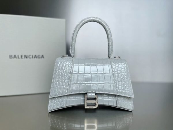 Balenciaga Bag Hourglass Crocodile Pattern  Grey
