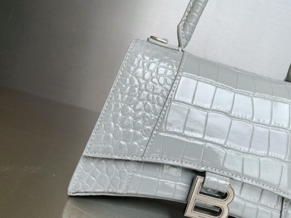 Balenciaga Bag Hourglass Crocodile Pattern  Grey