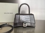 Balenciaga Bag Hourglass Crocodile Pattern Deep Grey
