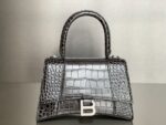 Balenciaga Bag Hourglass Crocodile Pattern Deep Grey