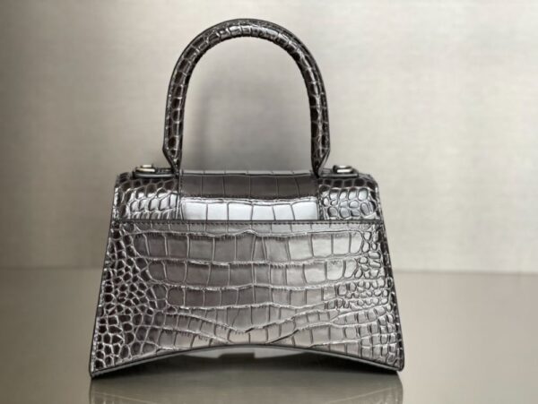 Balenciaga Bag Hourglass Crocodile Pattern Deep Grey