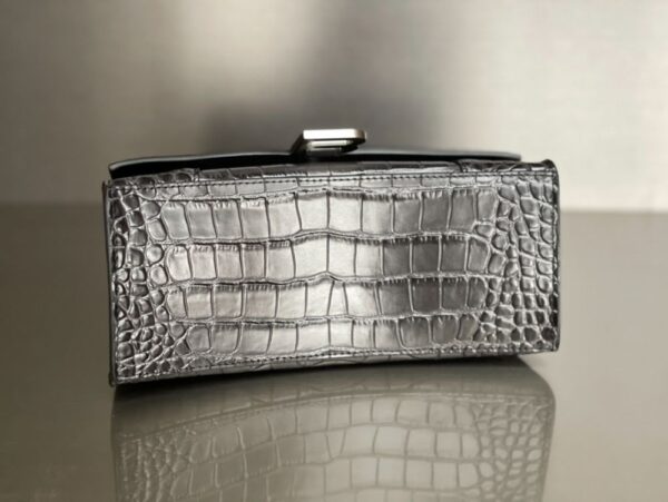 Balenciaga Bag Hourglass Crocodile Pattern Deep Grey