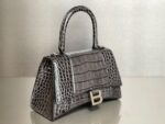 Balenciaga Bag Hourglass Crocodile Pattern Deep Grey
