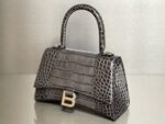 Balenciaga Bag Hourglass Crocodile Pattern Deep Grey