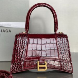 Balenciaga Bag Hourglass Crocodile Pattern Red