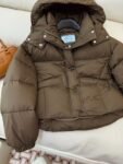 Prada Down Jacket Goose down Short Coffee