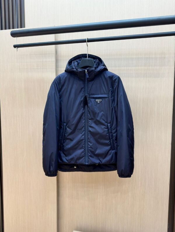 Prada Down Jacket Re-Nylon 95 White Duck Down Hooded Blue