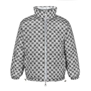 Louis Vuitton Embossed Silver Checkerboard Double-Faced Down Jacket