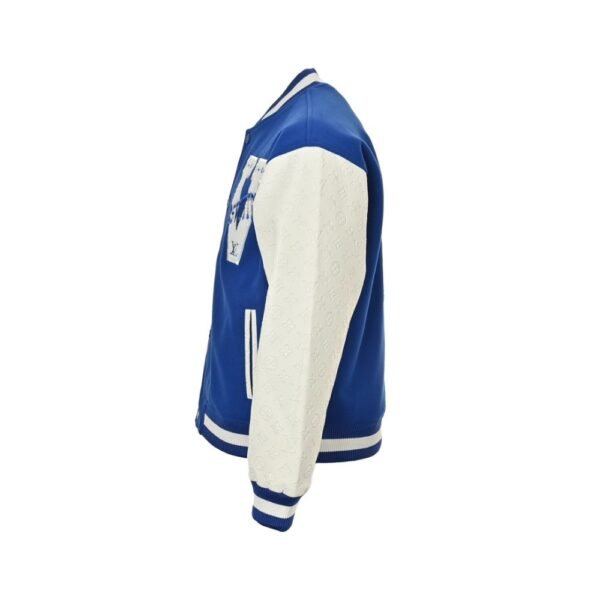 Louis Vuitton V letter embroidered patchwork baseball jacket