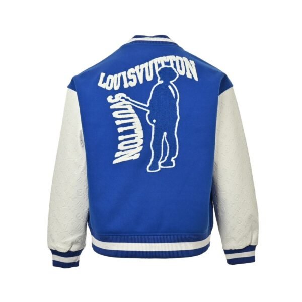 Louis Vuitton V letter embroidered patchwork baseball jacket