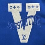 Louis Vuitton V letter embroidered patchwork baseball jacket