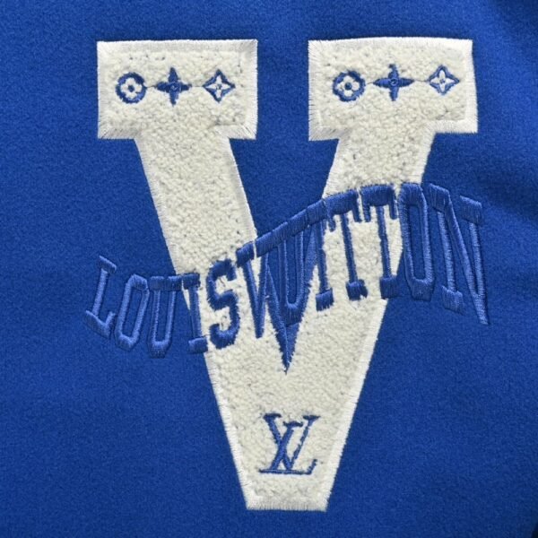 Louis Vuitton V letter embroidered patchwork baseball jacket