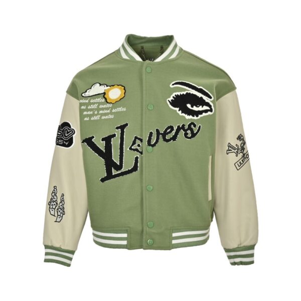 Louis Vuitton Embroidered patchwork baseball jacket