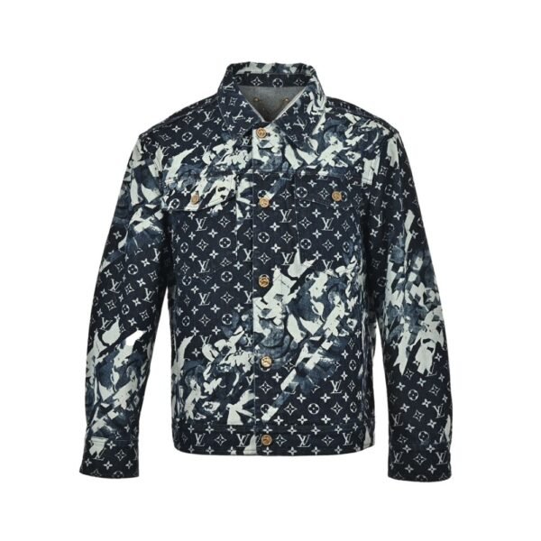 Louis Vuitton Blue denim jacket with monogram peak collar