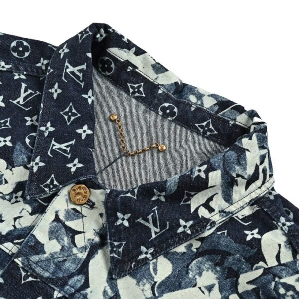 Louis Vuitton Blue denim jacket with monogram peak collar