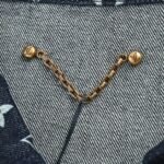 Louis Vuitton Blue denim jacket with monogram peak collar