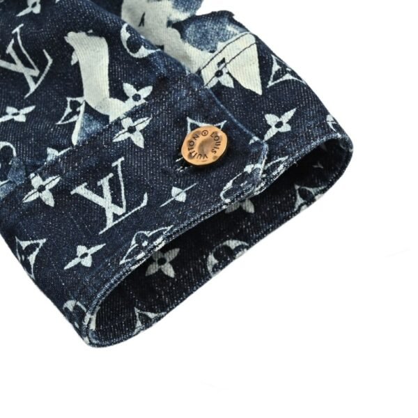 Louis Vuitton Blue denim jacket with monogram peak collar